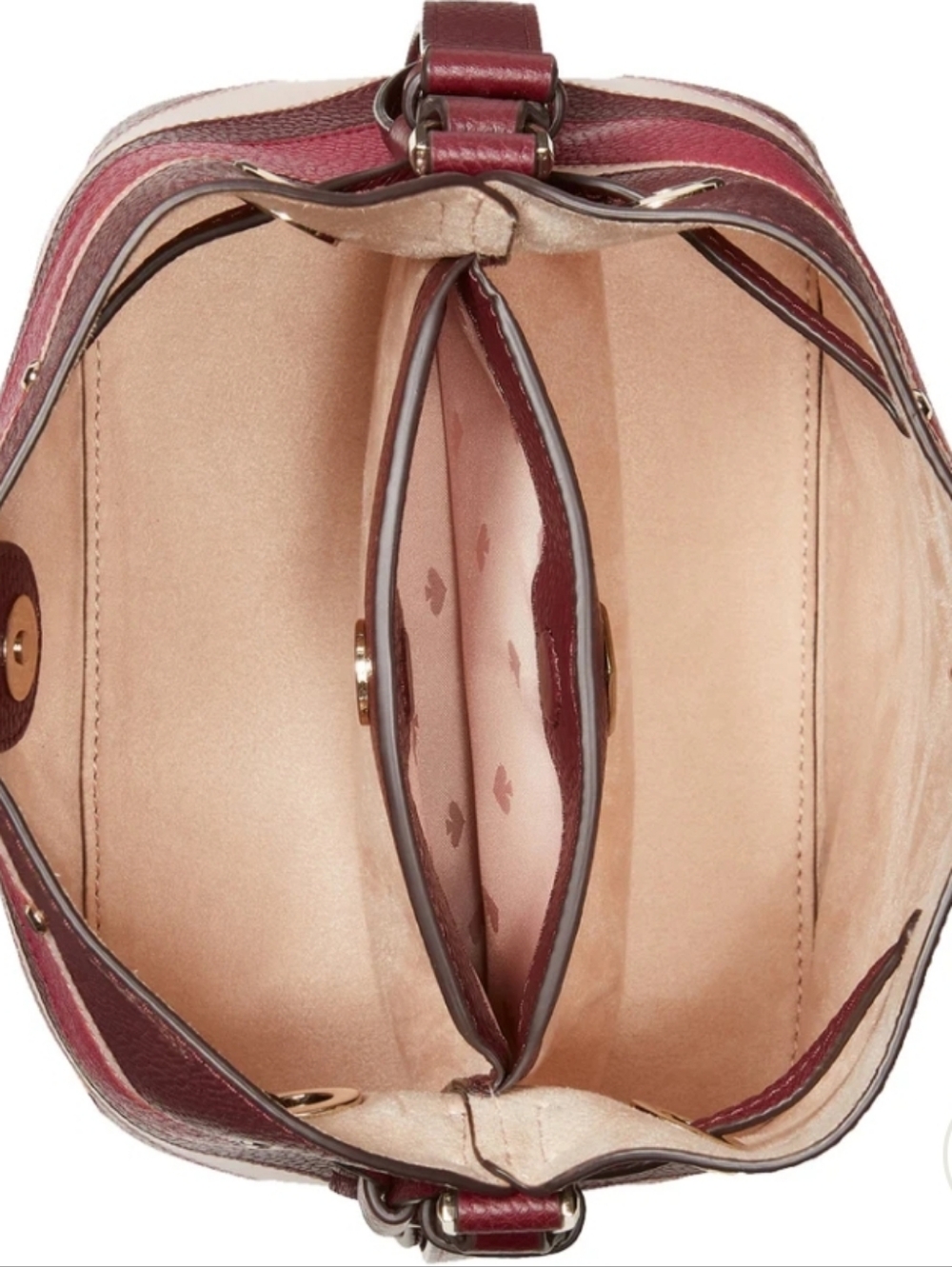 kate spade Chevron Leather Crossbody Bag & Card Case in Burgundy, Pink, Cream - Picture 5 of 15